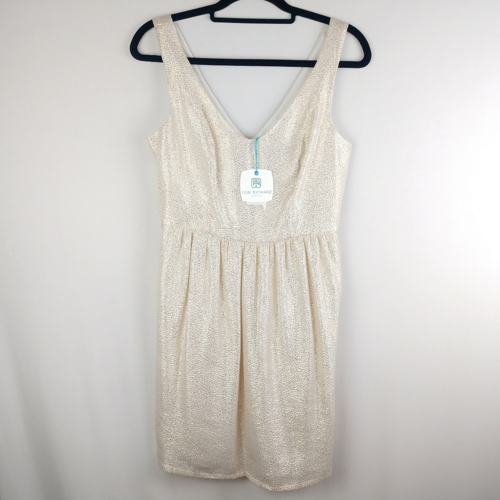 NWT Tori Richard Metallic Gold Dress with Pockets